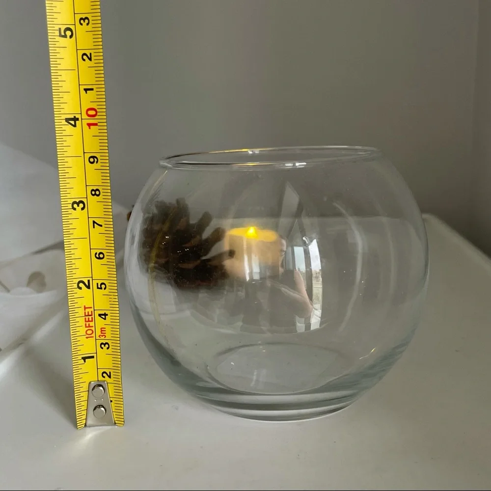 Clear Round Standing Makrame Hanging Bowl Flower Vase Glass Jar Candle Holder